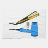 Haardroger en haarrechtse illustratie theedoek (Horizontaal)