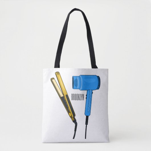 Haardroger en haarrechtse illustratie tote bag (Voorkant)