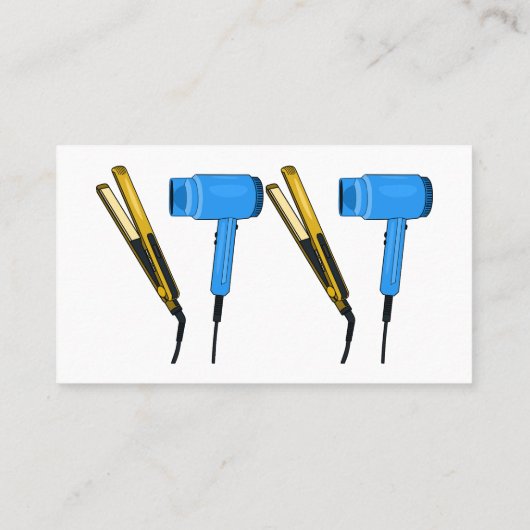 Haardroger en haarrechtse illustratie visitekaartje (Achterkant)