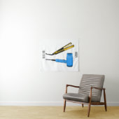 Haardroger en haarrechtse illustratie wandkleed (In Situ (horizontaal))