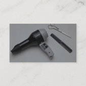 Haardroger met schaar en kam visitekaartje (Achterkant)