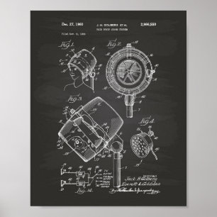 Haardroger Systeem 1960 Patent Art Chalkboard Poster