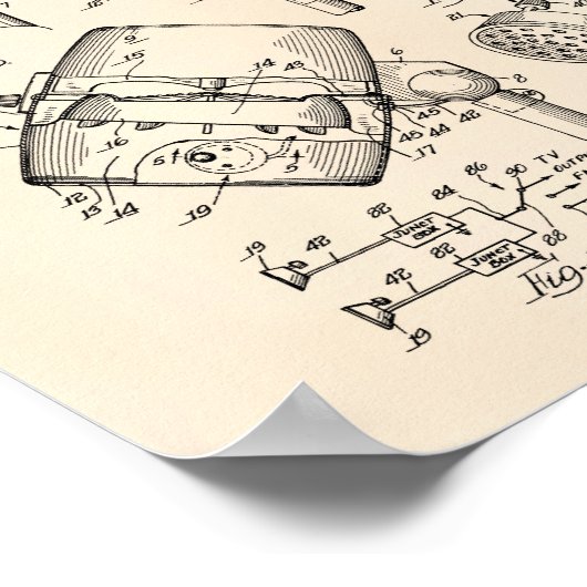 Haardroger Systeem 1960 Patent Art Old Peper Poster (Hoek)