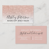 haarelegante typografie marmer roos goud glitter visitekaartje (Voorkant / Achterkant)