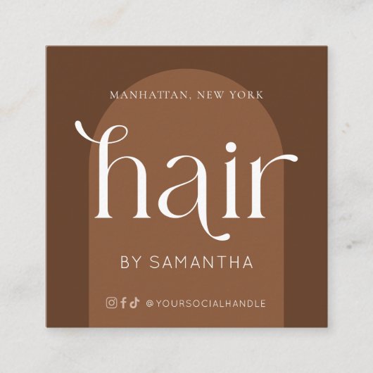 Haarextensies Aftercare Modern Boho Terracotta Vierkante Visitekaartje (Voorkant)