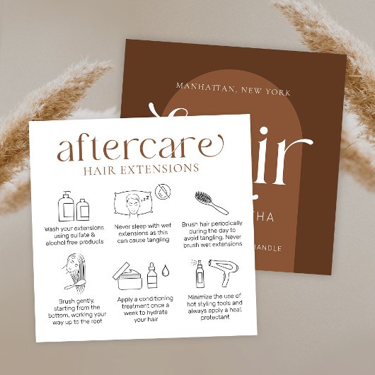 Haarextensies Aftercare Modern Boho Terracotta Vierkante Visitekaartje