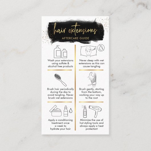 Haarextensies Aftercare Zwart & Goud Haarstylist Visitekaartje (Voorkant)