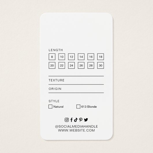 Haarextensies Boutique Modern Hang Label Roze Visitekaartje (Achterkant)