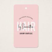 Haarextensies Boutique Modern Hang Label Roze Visitekaartje (Voorkant)