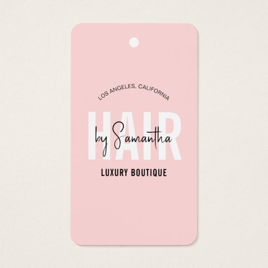 Haarextensies Boutique Modern Hang Label Roze Visitekaartje (Voorkant)