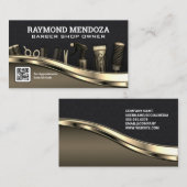 Haargereedschap | QR-code | Goud Metaal Visitekaartje (Voorkant / Achterkant)
