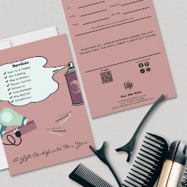 Haargereedschap Roze Salon Cadeaubon Platte Kaart