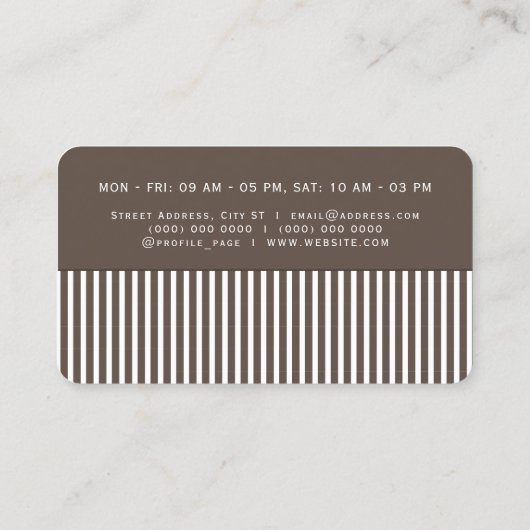 Haarkam inspireerde uiterlijk in visitekaartje (Achterkant)