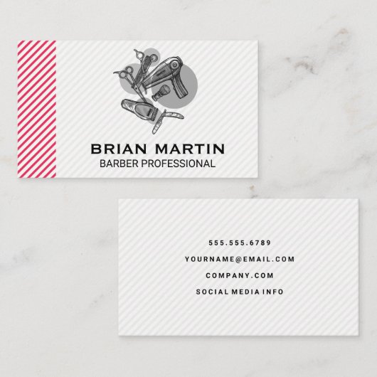 Haarklemmen | Set Barbergereedschap | Stripesatroo Visitekaartje (Voorkant / Achterkant)