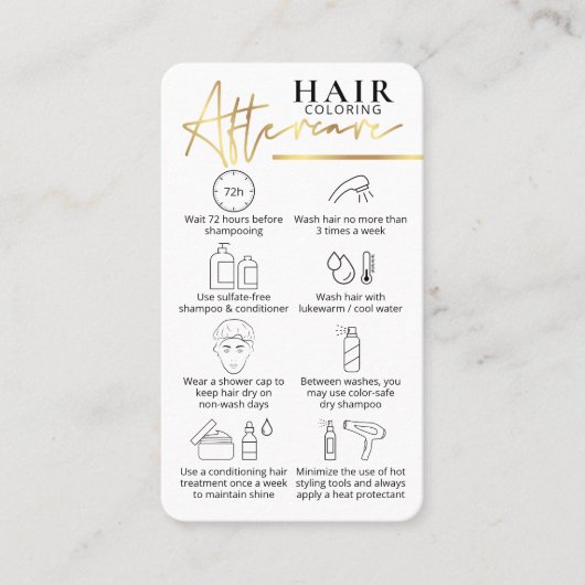 Haarkleur Nazorggids Faux Gold Haarstylist Visitekaartje (Voorkant)