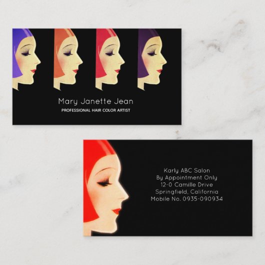 Haarkleurist Stylist Salon Professionals Expert Visitekaartje (Voorkant / Achterkant)