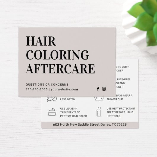 Haarkleurstof Aftercare Visitekaartje (Bureau)