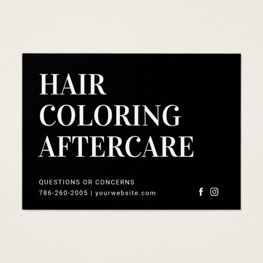 Haarkleurstof Aftercare Visitekaartje (Voorkant)