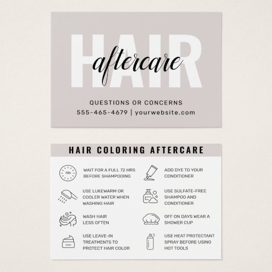 Haarkleurstof Aftercare Visitekaartje (Voorkant /achterkant)