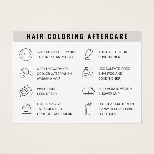 Haarkleurstof Aftercare Visitekaartje (Achterkant)