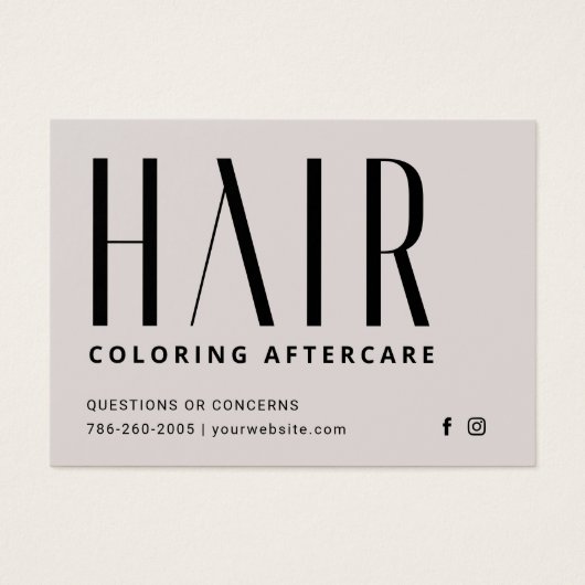 Haarkleurstof Aftercare Visitekaartje (Voorkant)