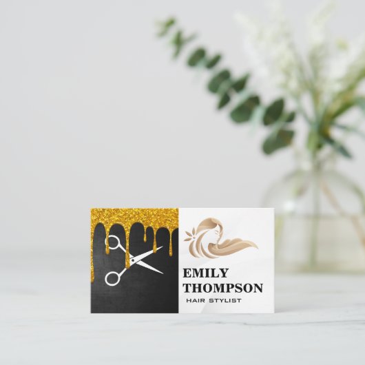 Haarkleurstof en schaar | Hair Stylist Visitekaartje (Staand voorkant)