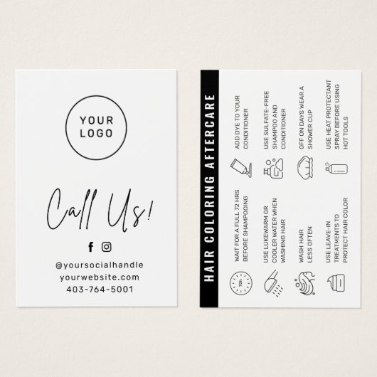 Haarkleurstof Moderne haarkleurstof Aftercare Kaar Visitekaartje (Voorkant /achterkant)