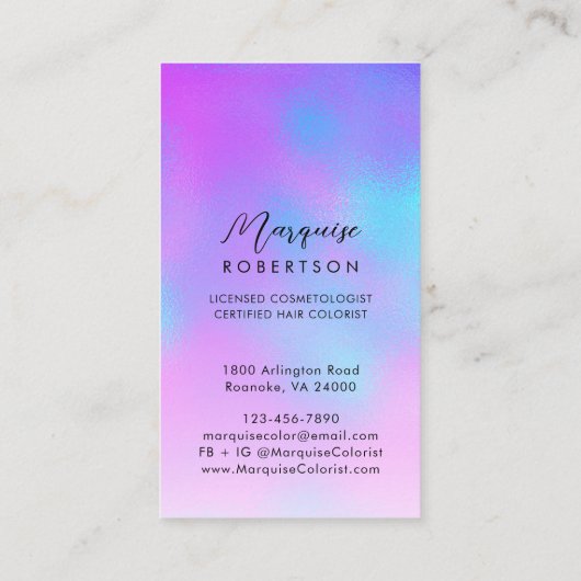 Haarkleurstof Stijllijst Chic Iridescent en Zwart Visitekaartje (Achterkant)