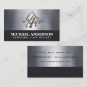 Haarknipgereedschap | Metaal | Leder Visitekaartje (Voorkant / Achterkant)