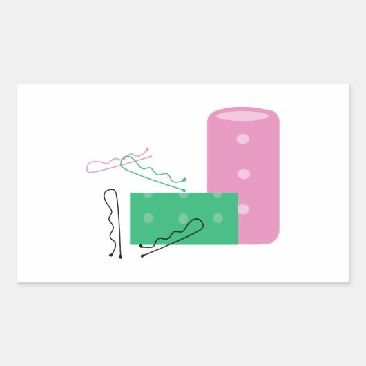Haarkrulspelden Rechthoekige Sticker (Voorkant)