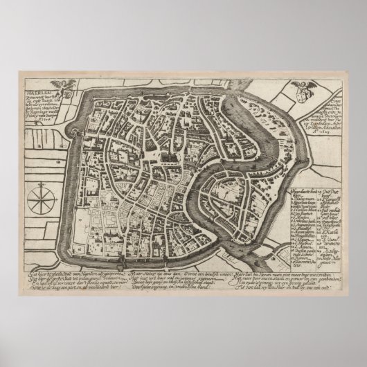  Haarlem Netherlands Map (1578) Poster (Voorkant)