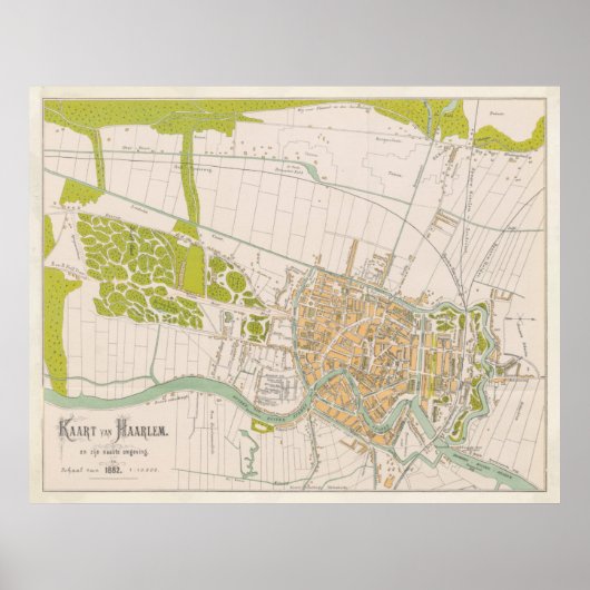  Haarlem Netherlands Map (1874) Poster (Voorkant)