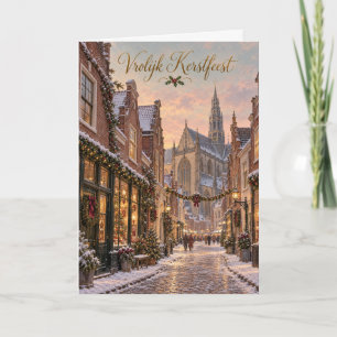 Haarlem Winterstraat Prettig Kerstfeest Feestdagen Kaart