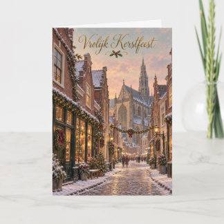 Haarlem Winterstraat Prettig Kerstfeest Feestdagen Kaart