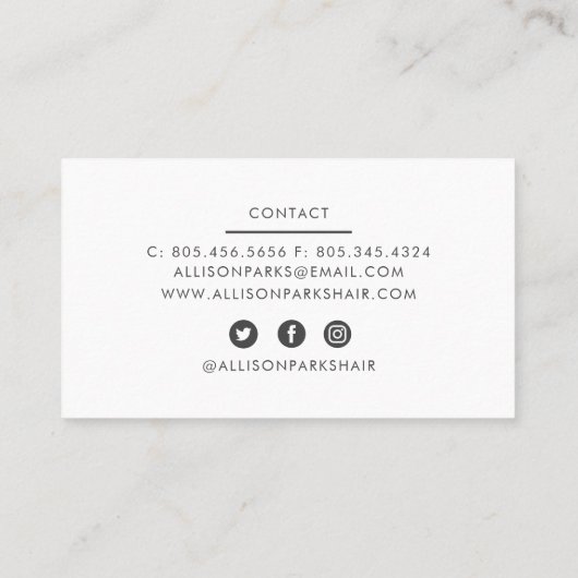 Haarlijst/ander Visitekaartje (Achterkant)