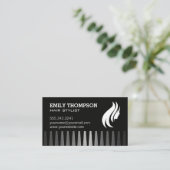 Haarlogo | Kam | Metaalachtige achtergrond Visitekaartje (Staand voorkant)