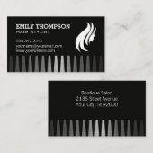 Haarlogo | Kam | Metaalachtige achtergrond Visitekaartje (Voorkant / Achterkant)