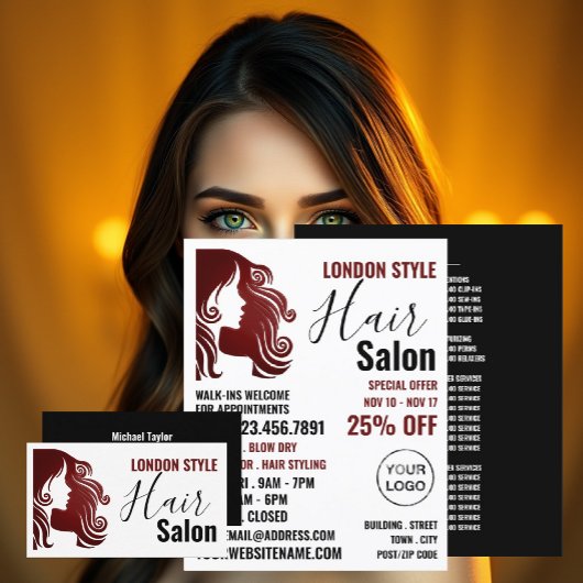 Haarlogo, Kapsalon, Kapsalon Advertentie Flyer
