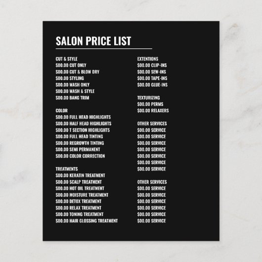 Haarlogo, Kapsalon, Kapsalon Advertentie Flyer (Achterkant)