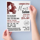 Haarlogo, Kapsalon, Kapsalon Advertentie Flyer (Hand)
