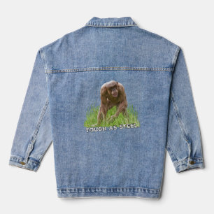 Haarloze chimp taai als staal denim jacket