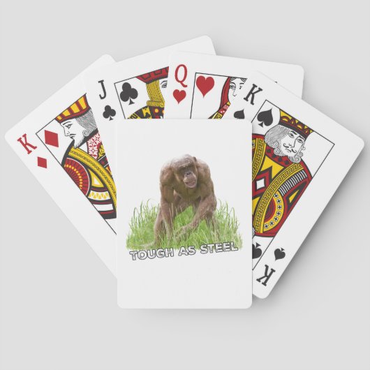 Haarloze chimp taai als staal pokerkaarten (Achterkant)
