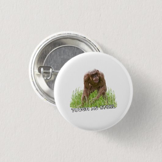 Haarloze chimp taai als staal ronde button 3,2 cm (Voorkant /achterkant)