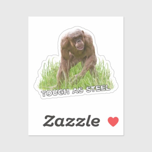Haarloze chimp taai als staal sticker (Vel)