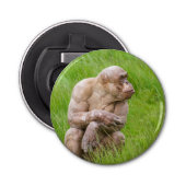 Haarloze chimpansee button flesopener (Voorkant)