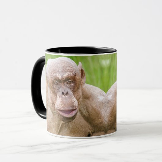 Haarloze chimpansee mok (Voorkant links)