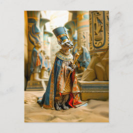 Haarloze kat Farao met kroon Briefkaart