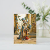 Haarloze kat Farao met kroon Briefkaart (Staand voorkant)