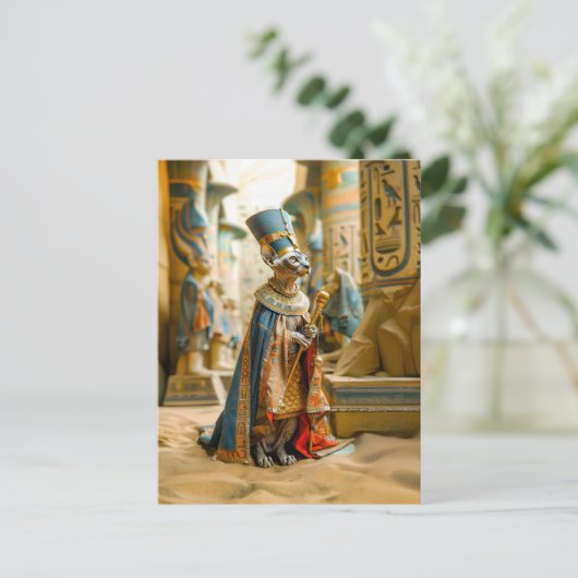 Haarloze kat Farao met kroon Briefkaart (Staand voorkant)