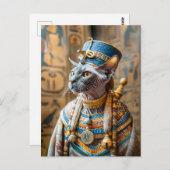 Haarloze kat Farao met kroon Briefkaart (Voorkant / Achterkant)